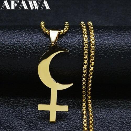 Lilith Astrological Symbol Sign Stainless Steel Chain Necklace Gold Color Necklace Women/Men Jewelry bijou femme N4327S02