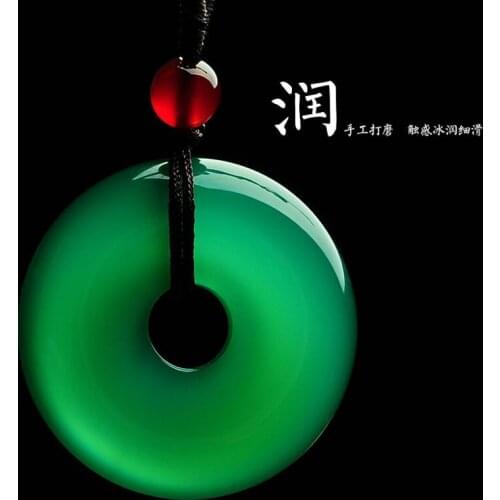 Natural green chalcedony safety buckle pendant for men and women natural jade nostalgic brand