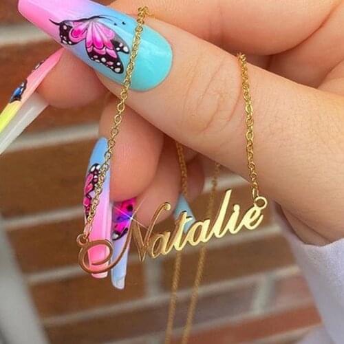 Custom Nameplate Necklaces Personalized Gold Chain Choker Stainless Steel Necklace For Women Handmade Jewelry Christmas Gift