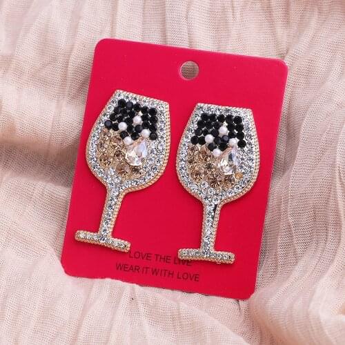 2021 Rhinestone Crystal Earring Brincos Simple Geometric Shiny Classic Cup Drop Earrings For Women Girls Jewelry Gift Wholesale