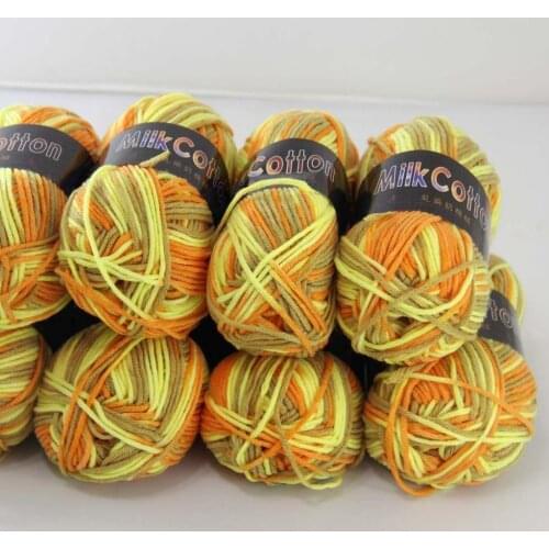Sale 8ballsx50g Soft Cotton Baby Yarn New Hand-dyed Wool Socks Scarf Knitting brown Yellow Mixed 2075-10-8