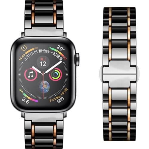 Ceramic strap for Apple watch 6 5 4 3 2 1 SE Men/Women combined use replacement strap for iwatch 44mm 42mm 40mm 38mm Metal strap