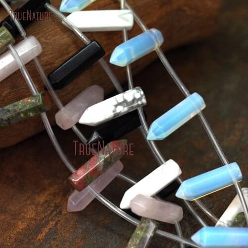 New Arrival Terminated Hexagonal Prisms Point Beads Opal Unakite Crystal Quartzs Loose Beads For Jewelry Made In 31*8 mm BE8036