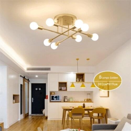 Nordic Ceiling Lamp Lliving Room Wrought Iron Geometric Line Bedroom Lamp Simple Home Lighting