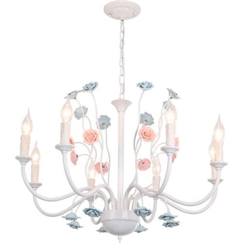 Modern white Bedroom Chandelier Lighting Warm Romantic led Light Nordic Chandeliers Ceiling Dining Room Ceramic Candle Lamps