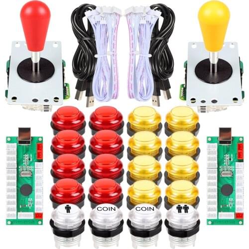 2 Player LED Arcade DIY Parts USB Encoder to PC Ellipse Oval Style Bat Joystick 5V LED Arcade Buttons for Raspberry Pi RetroPie