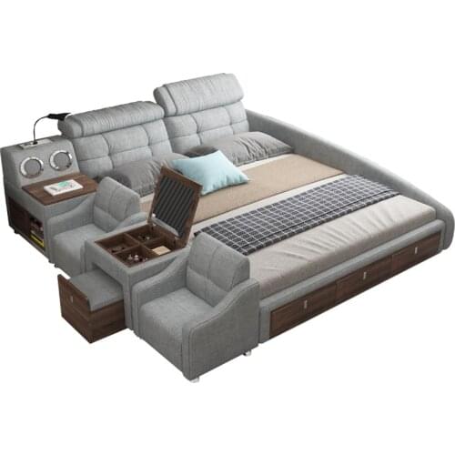 Smart bed frame camas кровать двуспальная lit beds سرير muebles de dormitorio мебель speaker bluetooth LED USB charging dresser