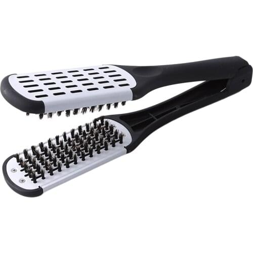 1Pcs 2020 New Hot Sale Hair Straightener Ceramic Straight Hair Double Brush V-shaped Comb Clip Painless Styling Tools