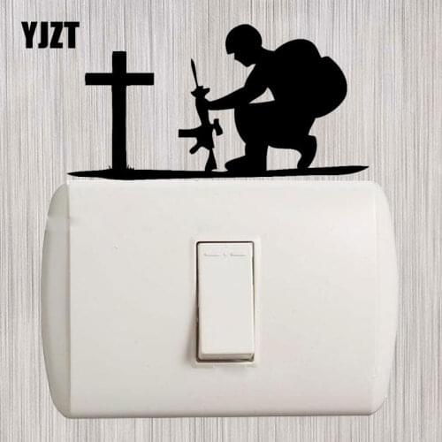 YJZT Lest We Forget Kneeling Soldier Vinyl Switch Stickers Wall Door Decals 8SS2356