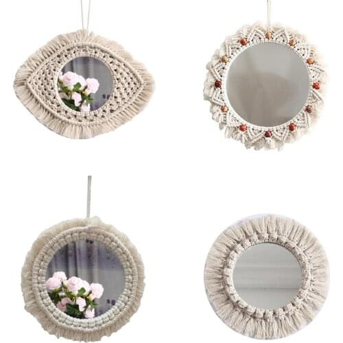 Home Decor Macrame Mirror Handmade Tapestry Makeup Mirror Bohemia Decoration Home Bedroom Decorative Mirrors Wall Hanging Mirror