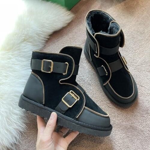 2021 New Fashion Women Snow Boots Fur Platform Comfort Winter Shoes Ladies Casual Ankle Boots Suede Female Designer Botas Mujer