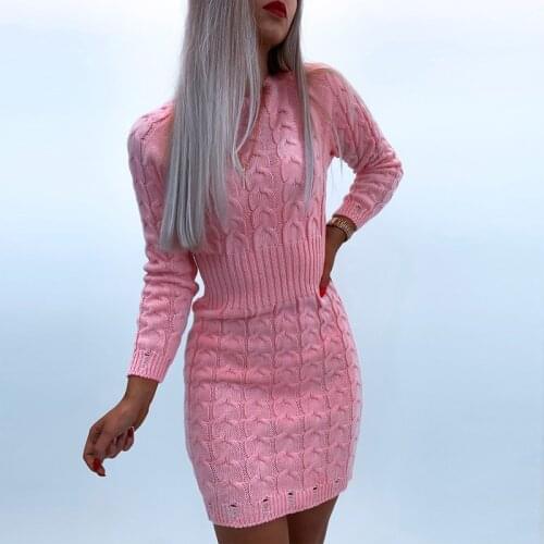Fashion Women Dress New Spring And Autumn Knitting Patchwork O-Neck Oblique Shoulder Slim Hedging Pencil Dress