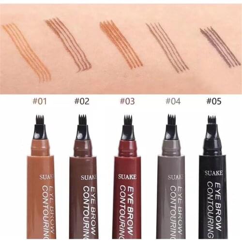 Liquid Eyebrow Pen Waterproof 5 Colors Eye Brow Makeup Tint Pencil Cosmetic Long Lasting Natural Brown Women Eyebrows Enhancers