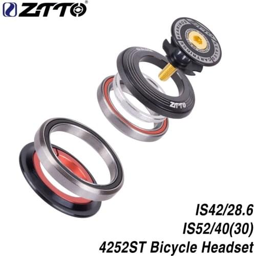 ZTTO Bicycle Bearing Headset 42mm 52mm CNC 1 1/8"-1 1/2" Tapered Tube fork Straight IS42 IS52 Integrated Angular Contact 4252ST