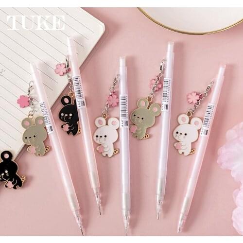 0.5/0.7mm Cute Mechanical Pencil Kawaii Mouse Pendant Automatic Pencil For Kids Girls School Office Supplies Stationery