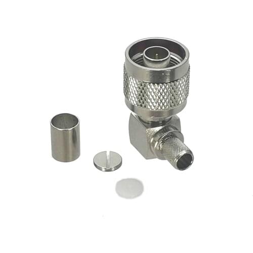 1Pcs Connector N Male Plug Right angle Crimp RG5 RG6 LMR300 Cable RF Adapter Coaxial High Quanlity