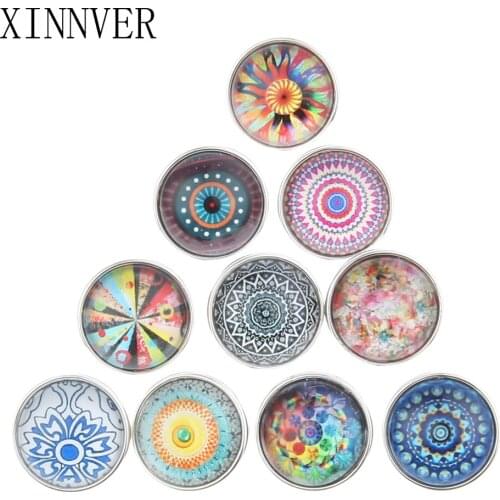 10Pcs/lot Beautiful Flower Snap Button 18MM Round Glass Xinnver Snaps Jewelry Flower Snap Fit Snap Bracelet ZB700