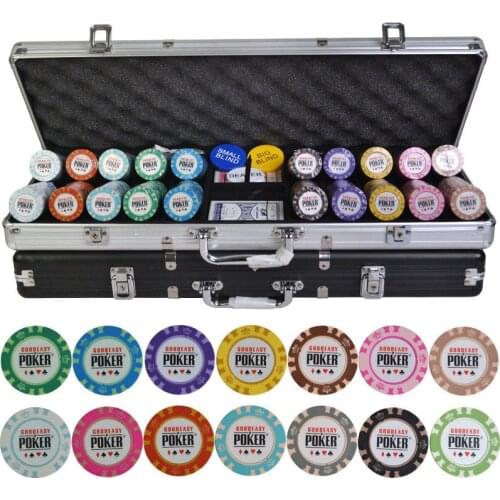 100-500pcs/set Poker Chips Set Texas Hold'em Baccarat Crown POKER Casino Chips With Aluminum Suitcase & Table Cloth