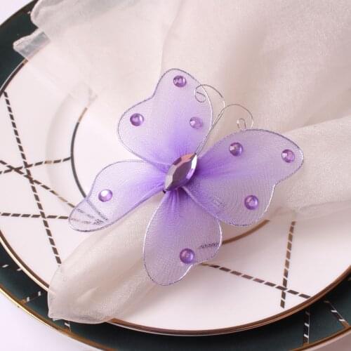 12pcs New creative butterfly gypsophila napkin buckle resin napkin buckle Chinese style European high-end hotel napkin ring