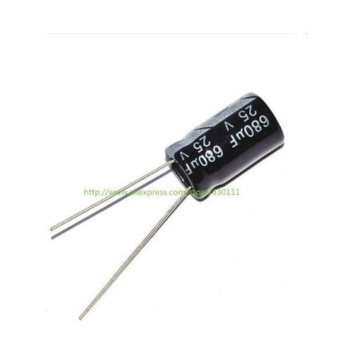 Free shiping 500pcs 680uF 25V 10*17mm 105C Radial Electrolytic Capacitor