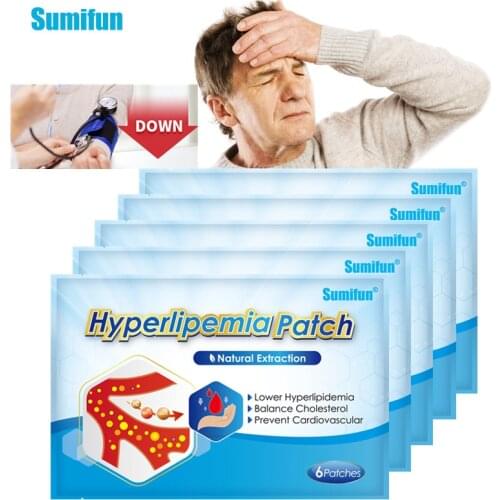 Sumifun 6Pcs Reduce Hyperlipemia Patch Lower Blood Glucose Diabetic Patch High Blood Lipids Patch Burn Fat Chinese Herb Plaster