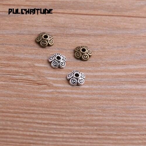 60pcs Two Color 3*8*8mm Receptacle Hollow MINI Flower DIY Spaced Jewelry Accessories Charms For Jewelry Making