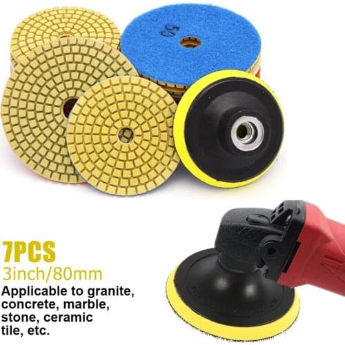 7pcs 3inch Diamond Dry Polishing Pad 80mm Sanding Discs For Granite Marble For Polishing And Dry Grinding
