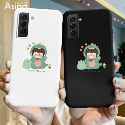 ASINA Cartoon Case For Samsung Galaxy S21 Ultra S20 S10 S9 Plus Soft Liquid Silicone Cover For Samsung Note 9 10 20 Fundas Girl