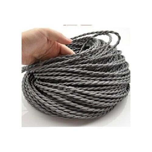 Free shipping 25meters/roll fabric cable vintage edison filament DIY pendant cord 2*0.75 grey braided textile fabric wire