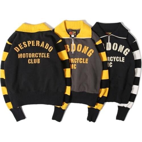 BOB DONG Motorcycle Desperado Half Zipper Short Sweatshirts For Men Pullover