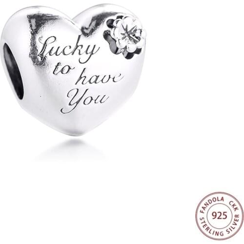 Mothers Day 2021 Fits Pandora Bracelet 925 Sterling Silver Heart & Clover Charms Beads for Jewelry Making DIY Gift Kralen