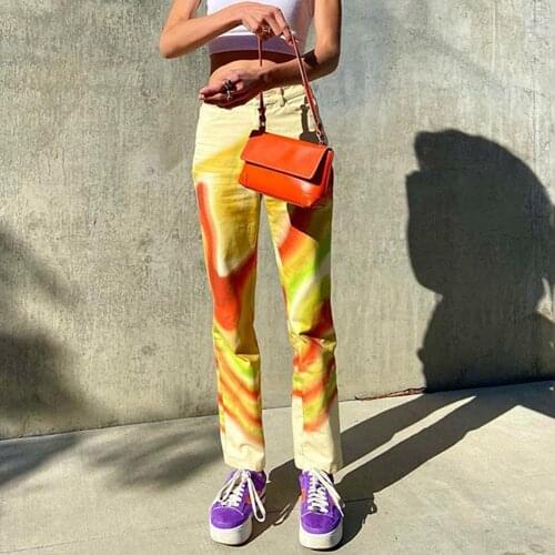 Summer Tie Dye Printy2k Fashion Pants For Women 2021 High Waist Streetwear Casual Trousers Harajuku 90s Straight Pants Clothing