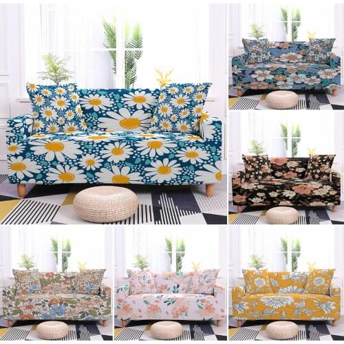 Daisy Blossom Pattern Sofa Covers for Living Room Elastic Armchair Slipcovers Stretch Couch Chair Cover Sofa Towel Home Decor
