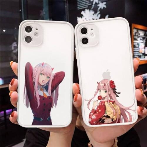Darling in the FranXX Phone Case For iPhone 12 11 Mini Pro XR XS Max 7 8 Plus X Matte transparent White Cover