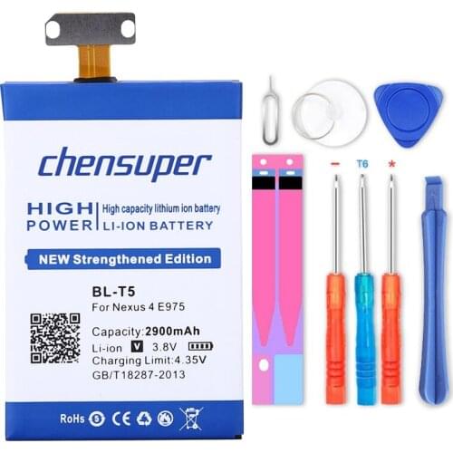 Chensuper 2900mAh BL-T5 For LG Nexus 4 Battery E975 E973 E960 F180 LS970 Optimus G E970 Nexus4 For GOOGLE Nexus 4 Battery