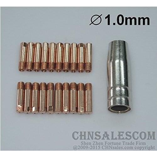 CHNsalescom 21 PCS MB-15AK MIG/MAG Welding Torch Contact Tip 140.0253 Gas Nozzle 145.0075