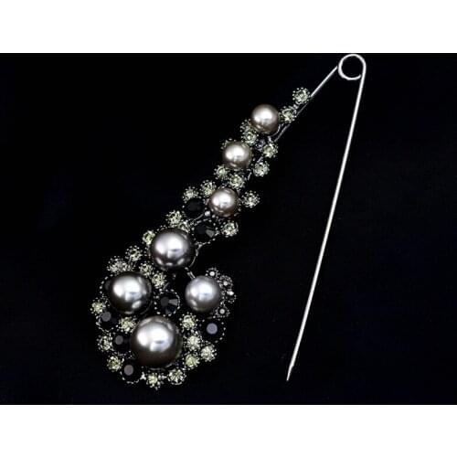 Length 10cm big size pearl Rhinestone pin for coat shawl Brooch Broche Producto Clothings Accessories gift