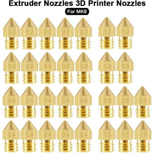 Nozzle Print Head Gold Extruder Nozzles High Quality Brass 3D Printer Nozzles For MK8 Makerbot Reprap for Prusa I3