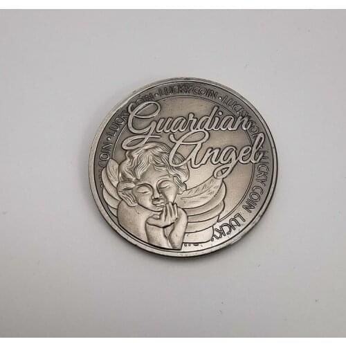 Guardian Angel Lucky Coin Four-leaf Clover Lucky Love Wish Memorial Collection Silver Coin Challenge Coin