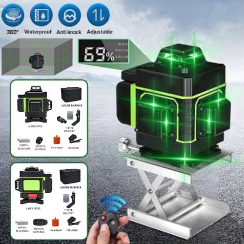 Measurement Tool Laser Level 2/16 Lines 4D Green Vertical Horizontal Lasers High Precision Laser Level With Auto Self-Leveling