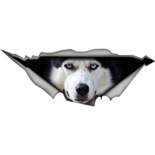 Interesting Car Sticker Accessories 3D Dog Husky Animal Decal Car Window Waterproof PVC 13cm X 5cm