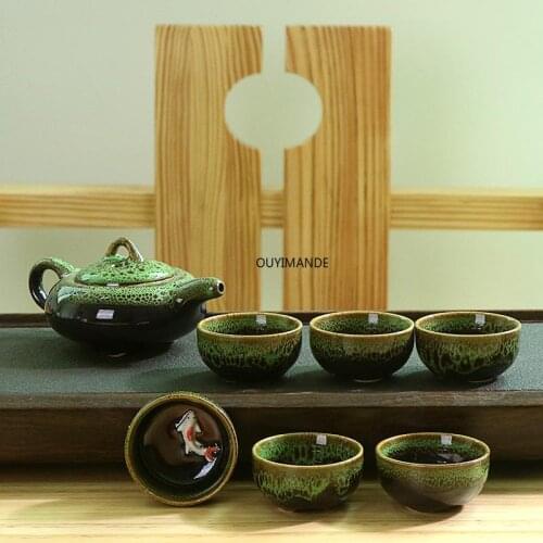 Chinese Kung Fu Tea Set Ceramic Glaze Teapot Porcelain Tea Set Portable Tea Cup Tea Ceremony Tea Set Gift Box