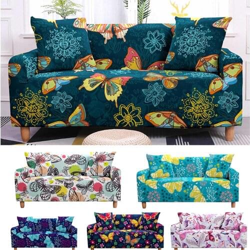 Stretch Sofa Cover Set Butterfly Couch Cover Elastic Sofa Cover for Living Room Sofa Protector Pet Sofa Cover Corner Sofa Cover