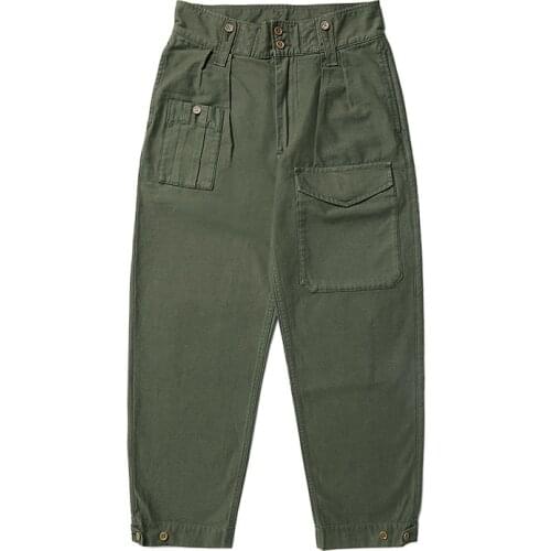 Red Tornado British Army Pants Vintage Deck Trousers Military Style Relaxed Fit High Rise