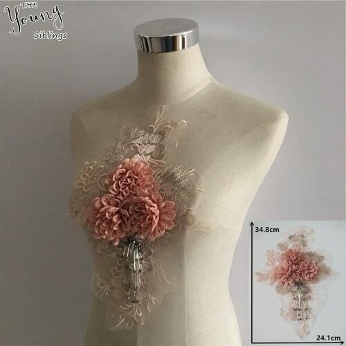 Hot sale Tulle Fabric Applique Lace Neckline DIY Sewing Embroidery 3D Flower Lace Collar Clothing Accessory Scrapbooking YL1452