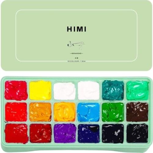 Gouache Paint Set 18 Vibrant Colors Non Toxic Paints with Portable Case Palette