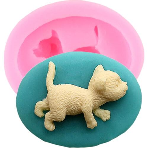 Lovely Cat Silicone Fondant Mold Animal Kitchen Baking Cupcake Topper Cake Decorating Tools Chocolate Candy Resin Clay Moulds