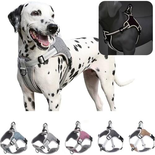Reflective Pet Dog Harness Vest Soft Nylon Breathable Mesh Walking Adjustable Harnesses For Small Medium Large Dog Supplies