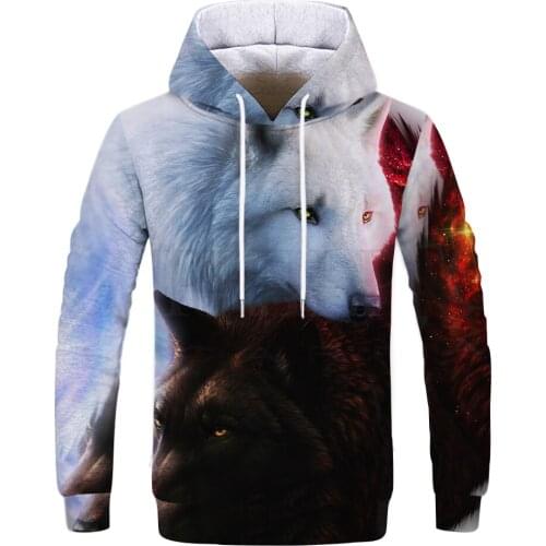Wolf Printed Hoodies New 3D Hoodies Brand Sweatshirts Boy Jackets Quality Pullover Fashion Tracksuits Animal Streetwear Out Coat