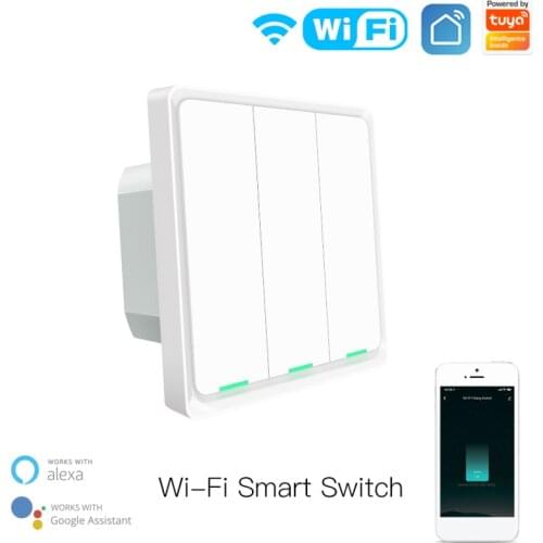 Tuya WiFi Smart Wall Switch Neutral Wire Required Push Button Switch Voice Control Smart Life App Work with Alexa Google Home
